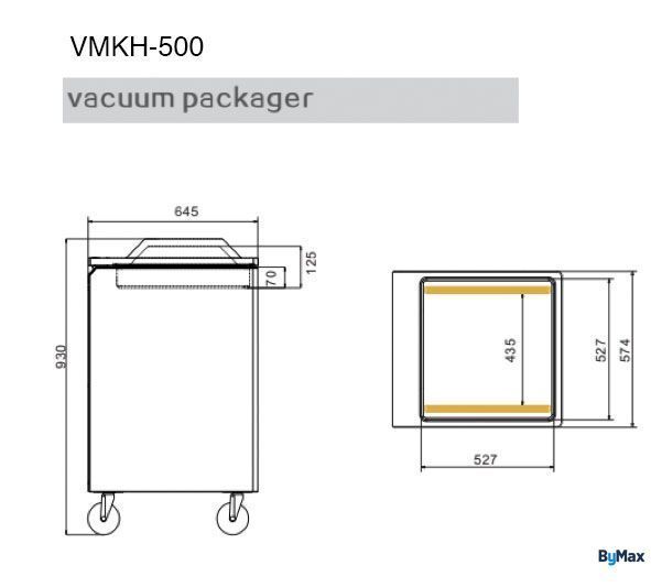 Вакуумний пакувальник камерний - 20 м&sup3;/год - 900 Вт - цифровий VMKH-500 фото